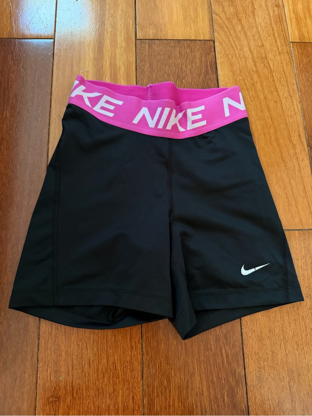 Nike Black Athletic Shorts with Pink Logo Waistband